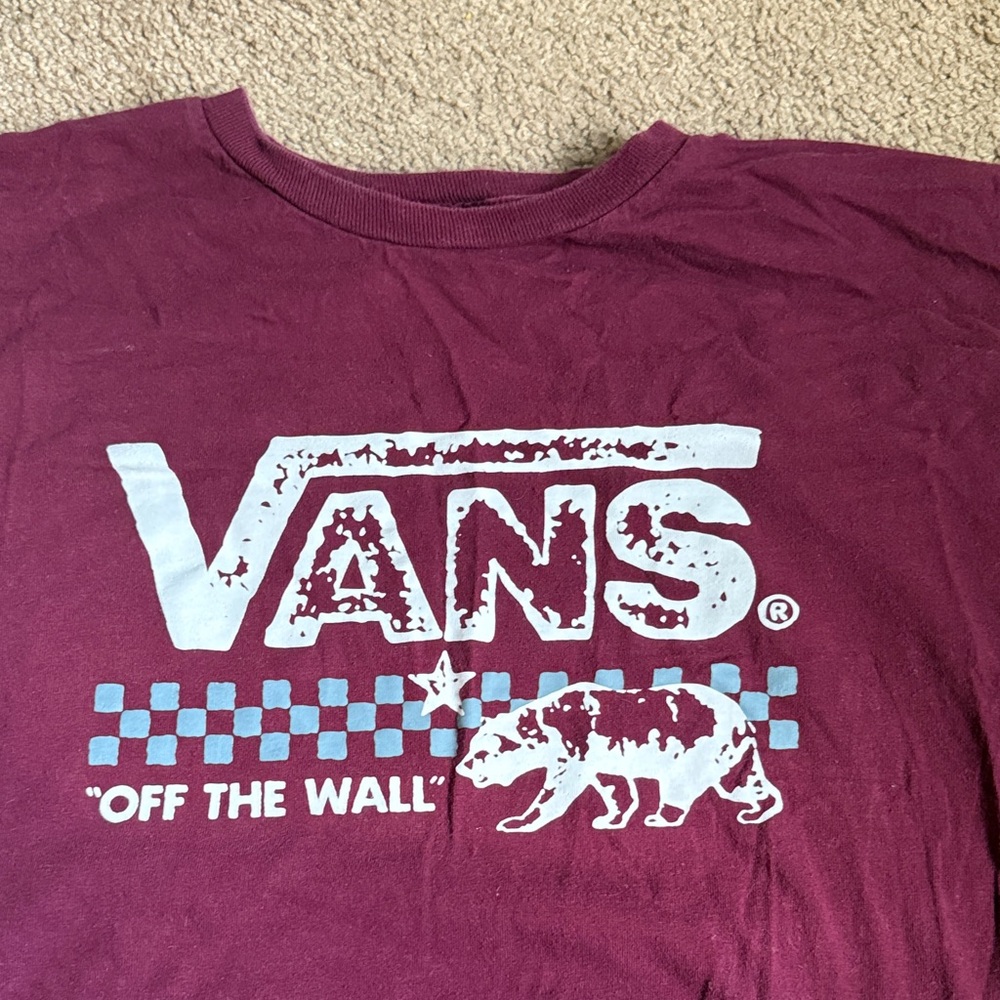 Vans Burgundy Tee with Bear Graphic